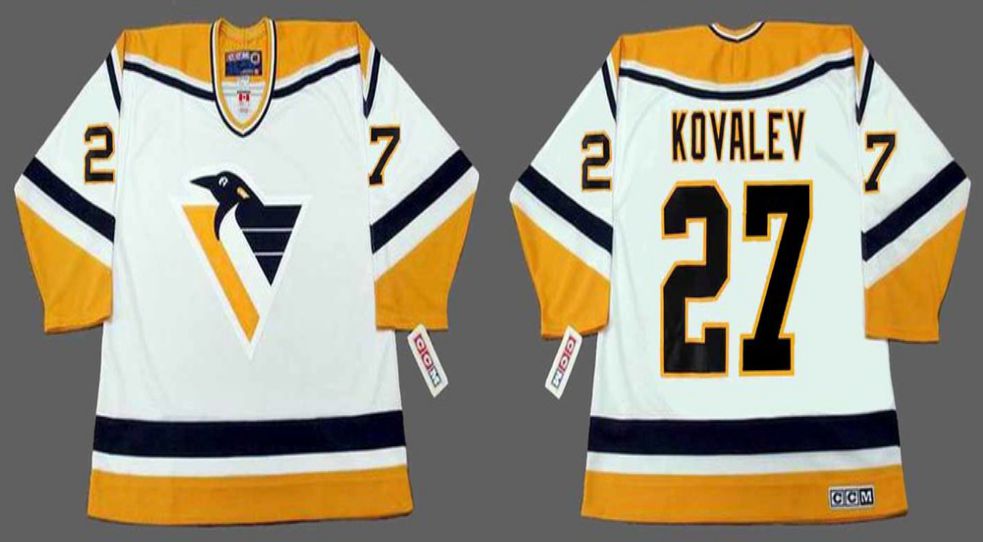 2019 Men Pittsburgh Penguins 27 Kovalev White CCM NHL jerseys